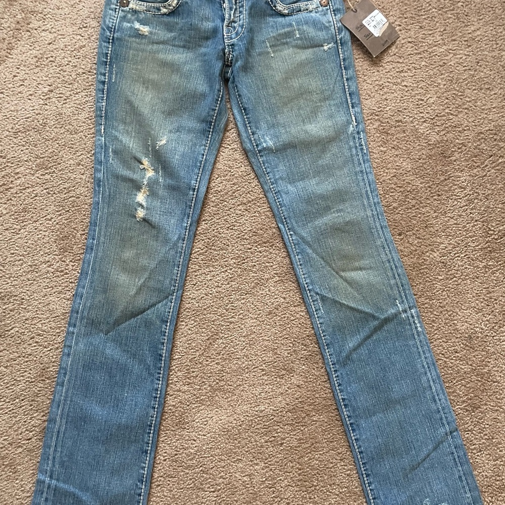 True Religion Light Blue Distressed Skinny Jeans